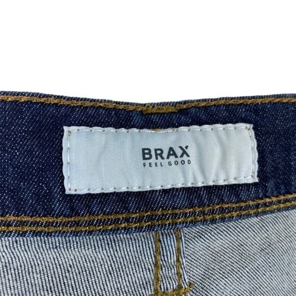 BRAX Cadiz Mens Blue Dark Wash Stretch Straight Fit Denim Jeans Estimate 32 X 30 - Picture 14 of 15